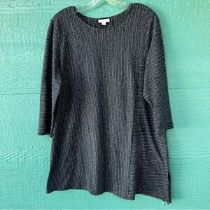 HEMP ORGANIC COTTON BLUE STRIPED TUNIC TOP 3/4 SLEEVES SZ LARGE PURE JILL J.JILL